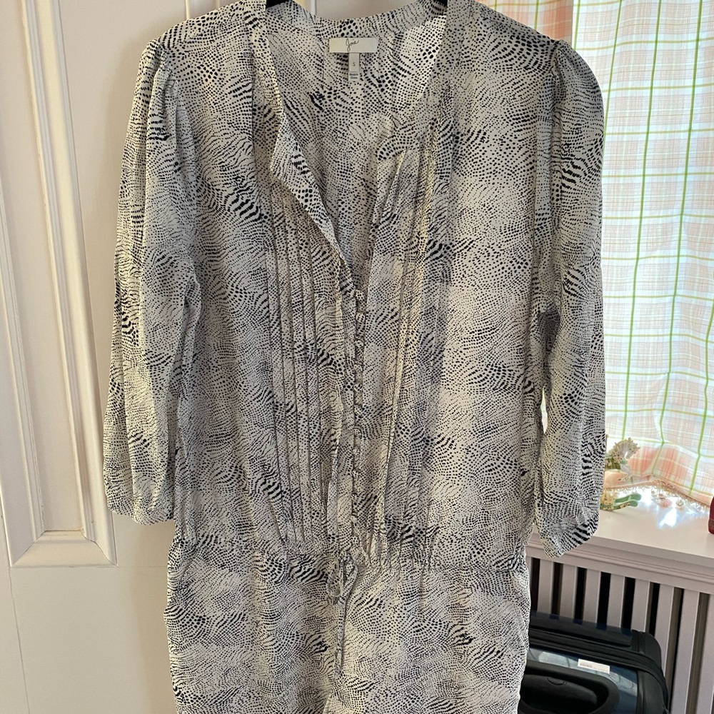 Joie silk button up 3/4 sleeve romper